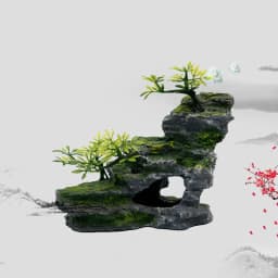 Rockery Mountain Resin Aquarium Landscape View Decoration Hill Hanging Bridge View Ornament Resin Fish Tank Decoration Large