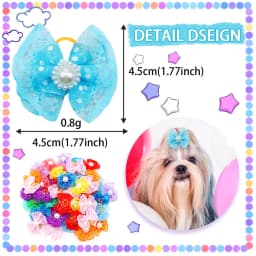 100pcs Bulk Pet Dog Hair Accessories Dog Hair Bows with Diomand Lace Rubber Band Grooming for Small Dogs Puppy Bows Pet Supplies
