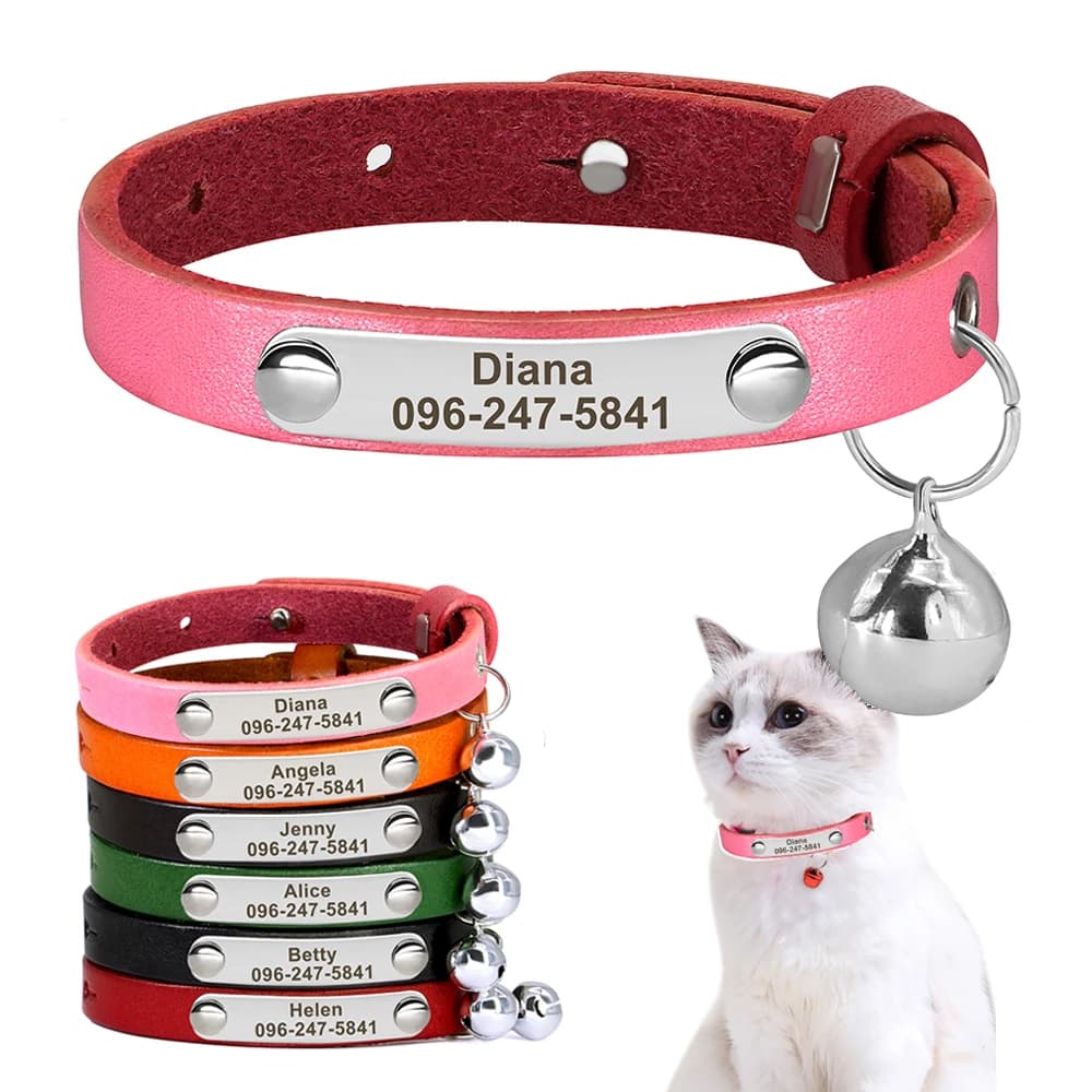 Personalized Nameplate Cat Collar Safety Custom Cat Collars Necklace Free Engraved ID Name Tag For Puppy Kitten Cats Accessories