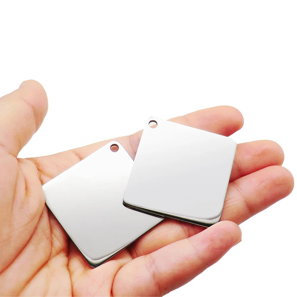 50pcs Square Stainless Steel Customized Pet ID Tag Personalized Dog Tag DIY Name Engravable