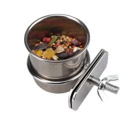 1PC Parrot Feeding Bowl With Clamp Holder Stainless Steel Pet Birds Food Dish Parrots Cage Accessories Drinking Feeder