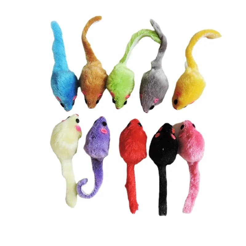 5Pcs Furry Plush Cat Toy Soft Solid Interactive Mice Mouse Toys For Funny Kitten Pet Cats Playing Scratch Training Game Supplies