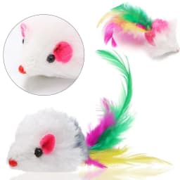 10Pcs Cat Mouse Toys Cat Toy Mice Rattle Set Interactive Cat Toy for Indoor Cats Kittens Assorted Color Toys with Feather Tail