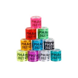 PHA 2026/2027 Pigeon Foot Ring Inner Diameter 8mm with Number Aluminum Plastic Bird Foot Ring Multicolor Bird Accessories 100Pcs