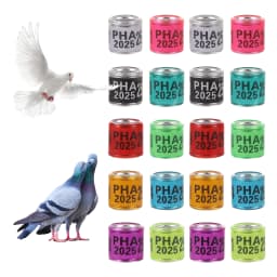PHA 2026/2027 Pigeon Foot Ring Inner Diameter 8mm with Number Aluminum Plastic Bird Foot Ring Multicolor Bird Accessories 100Pcs