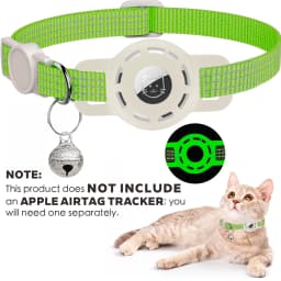 For Air Tag Pet Collar for Cats Dogs, Reflective Kitten Collar with Airtag Holder and Bell for Girl Boy Cat, Safe Breakaway