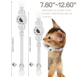 For Air Tag Pet Collar for Cats Dogs, Reflective Kitten Collar with Airtag Holder and Bell for Girl Boy Cat, Safe Breakaway