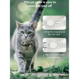 For Air Tag Pet Collar for Cats Dogs, Reflective Kitten Collar with Airtag Holder and Bell for Girl Boy Cat, Safe Breakaway