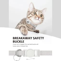 For Air Tag Pet Collar for Cats Dogs, Reflective Kitten Collar with Airtag Holder and Bell for Girl Boy Cat, Safe Breakaway
