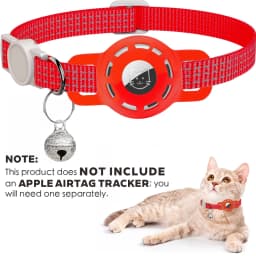 For Air Tag Pet Collar for Cats Dogs, Reflective Kitten Collar with Airtag Holder and Bell for Girl Boy Cat, Safe Breakaway