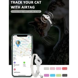 For Air Tag Pet Collar for Cats Dogs, Reflective Kitten Collar with Airtag Holder and Bell for Girl Boy Cat, Safe Breakaway