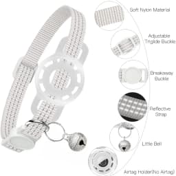 For Air Tag Pet Collar for Cats Dogs, Reflective Kitten Collar with Airtag Holder and Bell for Girl Boy Cat, Safe Breakaway