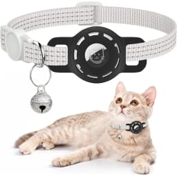 For Air Tag Pet Collar for Cats Dogs, Reflective Kitten Collar with Airtag Holder and Bell for Girl Boy Cat, Safe Breakaway