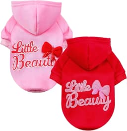 Autumn Winter Dog Clothes for Small Dogs Girls, Fleece Lined Dog Hoodies Sweater Puppy Sweatshirt Chihuahua Yorkie Apparel