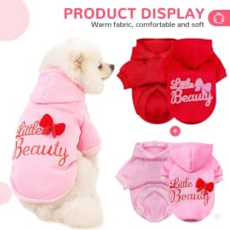 Autumn Winter Dog Clothes for Small Dogs Girls, Fleece Lined Dog Hoodies Sweater Puppy Sweatshirt Chihuahua Yorkie Apparel
