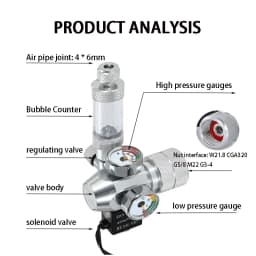 AC100-240V Aquarium CO2 Regulator Electromagnetic Valve Bubble Counter CO2 Control System Fish Tank CO2 Pressure Reducing Valve