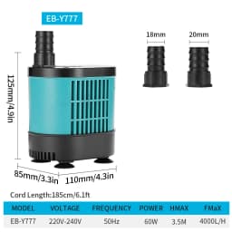 Submersible Water Pump for Aquarium, Fountain Pump for Fish Tank, Garden Fountain, Home, Submersible Waterfall, 220V