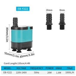 Submersible Water Pump for Aquarium, Fountain Pump for Fish Tank, Garden Fountain, Home, Submersible Waterfall, 220V