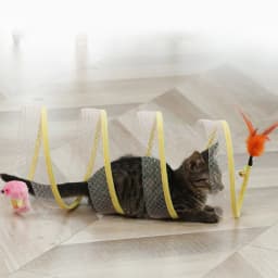 Folded Cat Tunnel S Type Cats Tunnel Spring Toy Mouse Tunnel with Balls and Crinkle Cat Outdoor Cat Toys for Kitten Cat Pets Toy