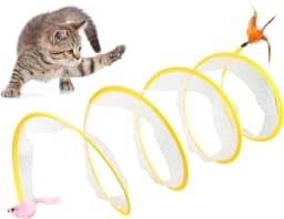 Folded Cat Tunnel S Type Cats Tunnel Spring Toy Mouse Tunnel with Balls and Crinkle Cat Outdoor Cat Toys for Kitten Cat Pets Toy
