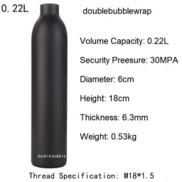 0.22L-0.5L Aluminum Bottle Tank 4500 PSI Tank Cylinder Diving Aquarium Plant CO2 Tank Dive Oxygen Tank Thread M18*1.5