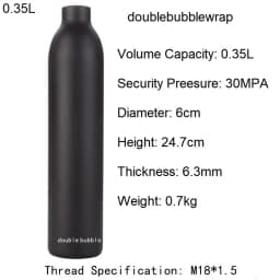 0.22L-0.5L Aluminum Bottle Tank 4500 PSI Tank Cylinder Diving Aquarium Plant CO2 Tank Dive Oxygen Tank Thread M18*1.5