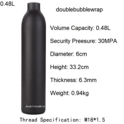 0.22L-0.5L Aluminum Bottle Tank 4500 PSI Tank Cylinder Diving Aquarium Plant CO2 Tank Dive Oxygen Tank Thread M18*1.5