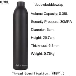 0.22L-0.5L Aluminum Bottle Tank 4500 PSI Tank Cylinder Diving Aquarium Plant CO2 Tank Dive Oxygen Tank Thread M18*1.5