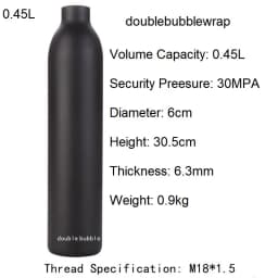 0.22L-0.5L Aluminum Bottle Tank 4500 PSI Tank Cylinder Diving Aquarium Plant CO2 Tank Dive Oxygen Tank Thread M18*1.5