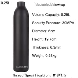 0.22L-0.5L Aluminum Bottle Tank 4500 PSI Tank Cylinder Diving Aquarium Plant CO2 Tank Dive Oxygen Tank Thread M18*1.5