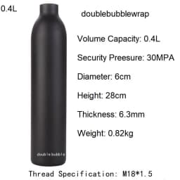 0.22L-0.5L Aluminum Bottle Tank 4500 PSI Tank Cylinder Diving Aquarium Plant CO2 Tank Dive Oxygen Tank Thread M18*1.5