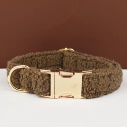 Teddy Velvet Dog Collar And Leash Set For Small Medium Large Dogs Custom Engraved Nameplate Pet Supplies Dog Leash