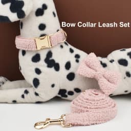 Teddy Velvet Dog Collar And Leash Set For Small Medium Large Dogs Custom Engraved Nameplate Pet Supplies Dog Leash