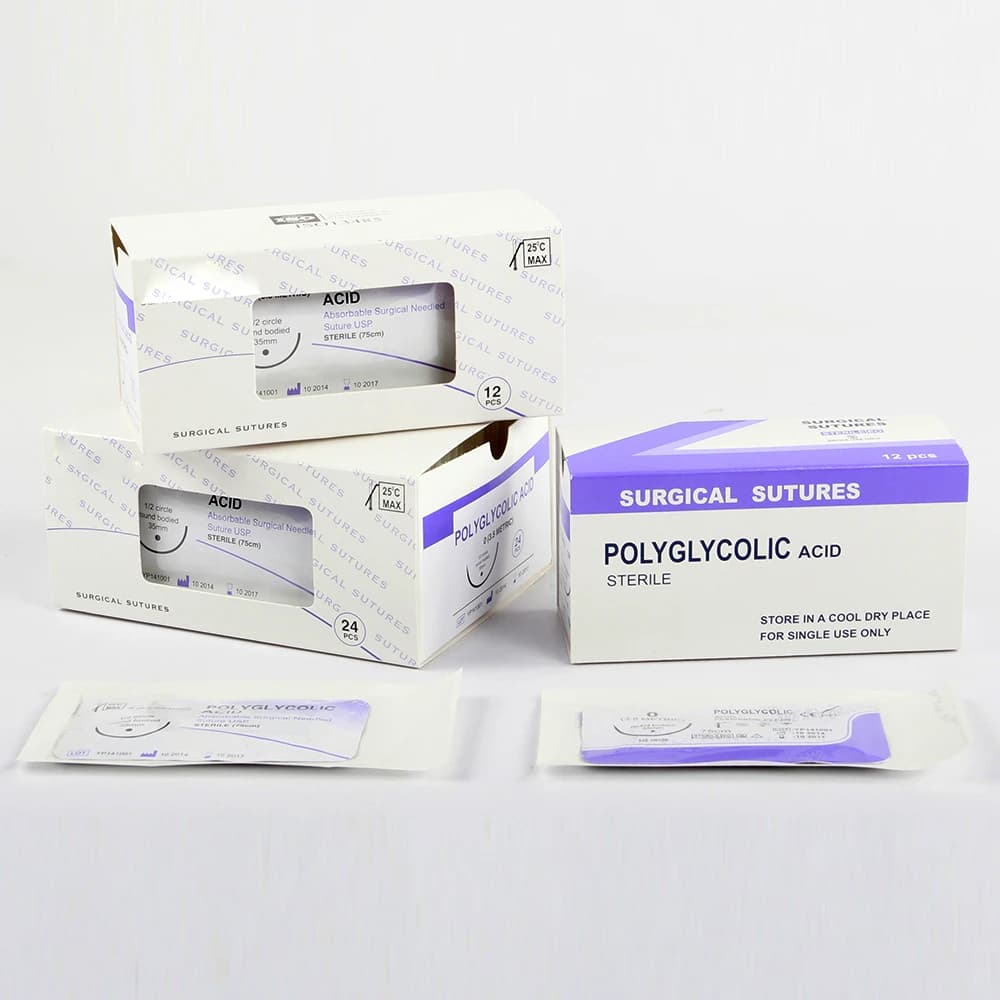 12pcs Absorbable Suture Thread Pet Dog Specific PGA 75CM With Needle 2/0 3/0 4/0 5/0 Teaching Demonstrations Exercises Use