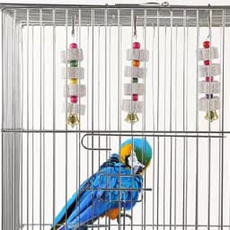 Random Color Bird Cage Toy Mineral Molar Stone Chewing Toy Flower Shape Hanging Type with Bells Toy for Parrot Bird Accessories
