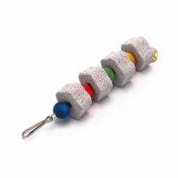 Random Color Bird Cage Toy Mineral Molar Stone Chewing Toy Flower Shape Hanging Type with Bells Toy for Parrot Bird Accessories
