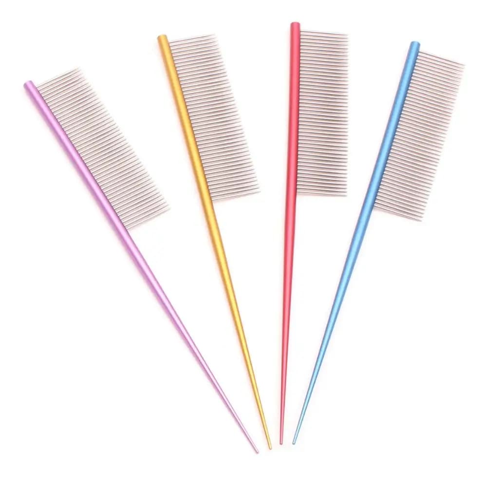 Stainless Steel Pet Flea Comb Non-rust Dense Tooth Dog Grooming Comb Colorful Pet Hair Comb for Dogs Puppy Cats