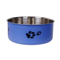 A cartoon footprint pet dog bowl made of stainless steel thickened anti slip bowl for indoor and outdoor use