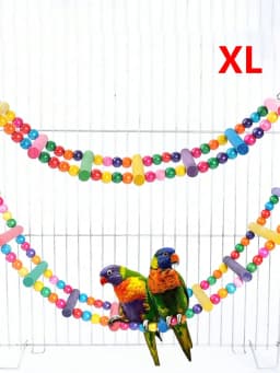 Colorful Wooden Bird Ladder & Swing - Perfect Habitat For Small Parrots