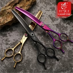 Fenice 7.25 Inch JP440C Professional Dog Grooming Scissors Curved Chunkers Thinning Shears for Pet Hair Cutting Tijeras Tesoura