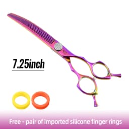 Fenice 7.25 Inch JP440C Professional Dog Grooming Scissors Curved Chunkers Thinning Shears for Pet Hair Cutting Tijeras Tesoura