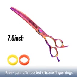 Fenice 7.25 Inch JP440C Professional Dog Grooming Scissors Curved Chunkers Thinning Shears for Pet Hair Cutting Tijeras Tesoura