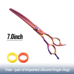 Fenice 7.25 Inch JP440C Professional Dog Grooming Scissors Curved Chunkers Thinning Shears for Pet Hair Cutting Tijeras Tesoura