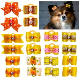 10pcs/lot Hand-made Small Hair Bows For Dog Rubber Band Cat Hair Bowknot Boutique Valentine's day Dog Grooming Pet Accessories