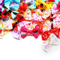 100PCS Puppy Bow Handmade Movable Pet Dog Grooming Hair Accessories Dog Bows With Rubber Band For Small Dog and Cat Pet Products