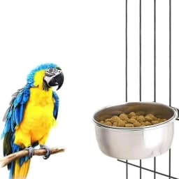 Rabbit Pet Food Dish Hamster Stainless Steel Clamp-on Water Drinker Bird Feeder Parrot Feeding Bowl Cage Cup