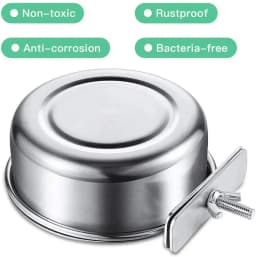 Rabbit Pet Food Dish Hamster Stainless Steel Clamp-on Water Drinker Bird Feeder Parrot Feeding Bowl Cage Cup