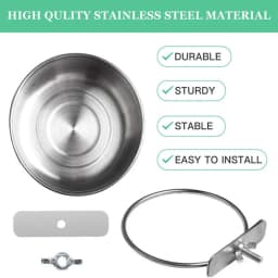 Rabbit Pet Food Dish Hamster Stainless Steel Clamp-on Water Drinker Bird Feeder Parrot Feeding Bowl Cage Cup