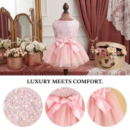 Pet Dress Dog Princess Cloth Sequin Bowknot Puppy Dresses with Tulle Doggie Kitten Costume