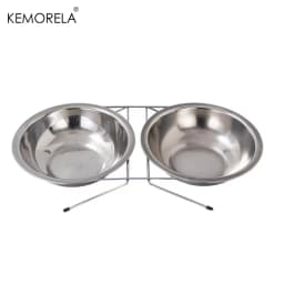 1PC Stainless Steel Double Pet Bowls Dog Cat Water Food Non Slip Feeding Station